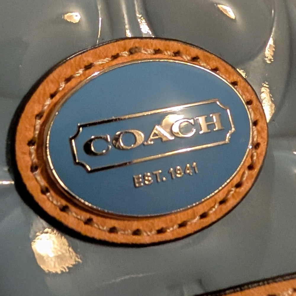 Coach patent Leather Quilted Blue and Tan Crossbody Bag In Good Shape! - Picture 11 of 11